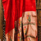 Gorgeous Matka Silk in Red with Jamdani weaving with Paithani Pallu