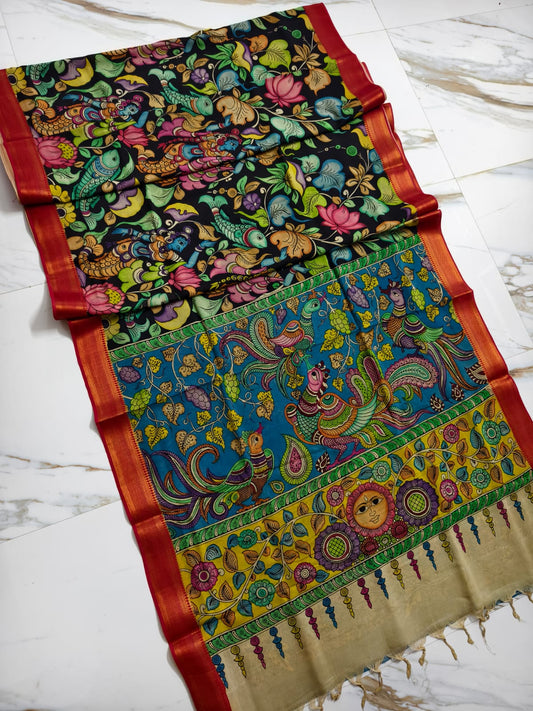 Pen Kalamkari Saree in Bangalore Silk