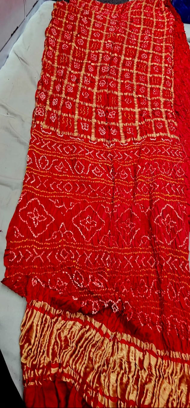 Gharchola Bandhej Saree in Gaji Silk in stunning shade of red