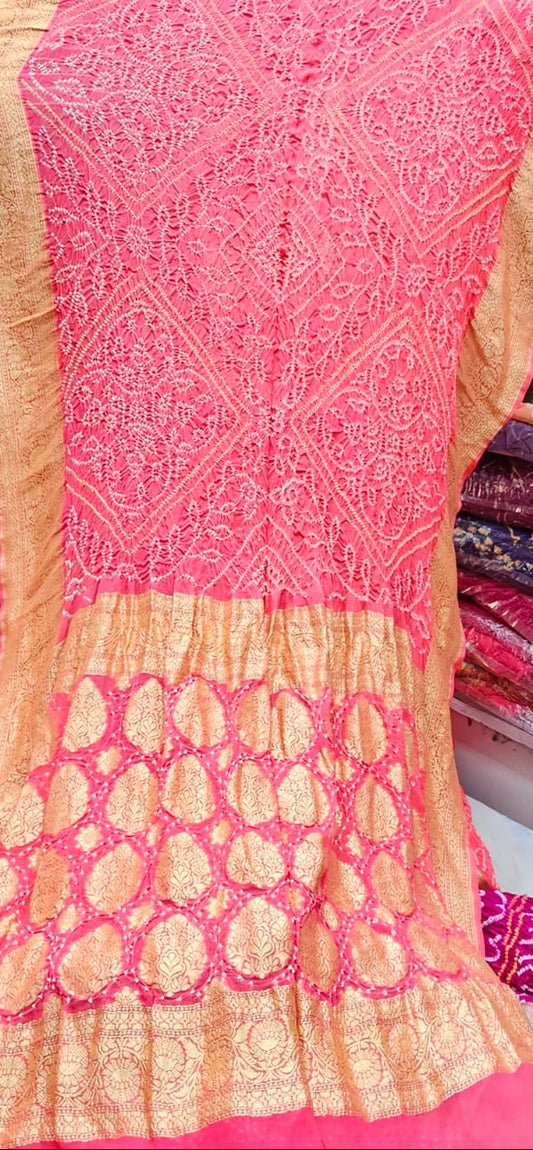 Rai Bandhej Saree in Georgette in stunning shade of Pink