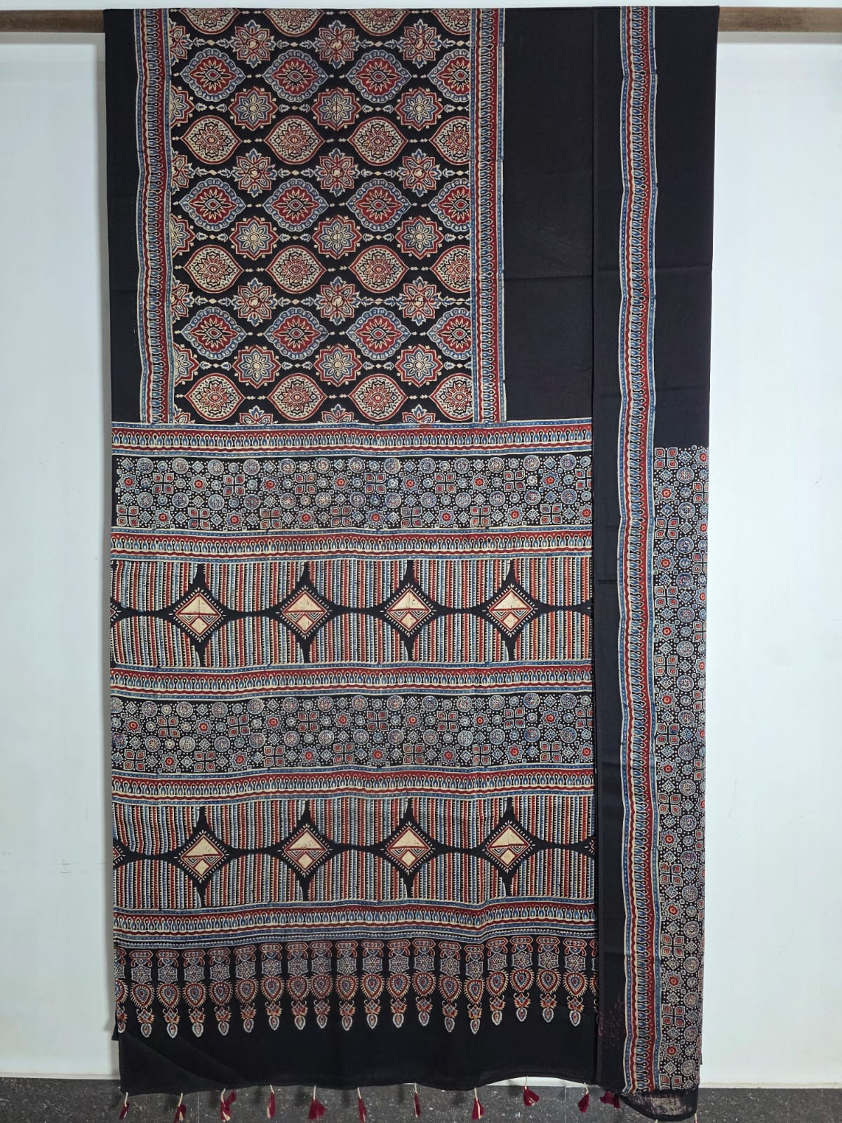 Ajrakh Block Printed Modal Silk Saree