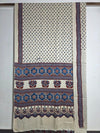 Ajrakh Block Printed Modal Silk Saree in Ivory