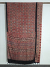 Ajrakh Block Printed Modal Silk Saree in Rust