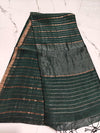 Exclusive silk linen sarees with stripes in gold