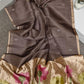 Exclusive tissue silk linen hand jamdani weaving with paithani pallu