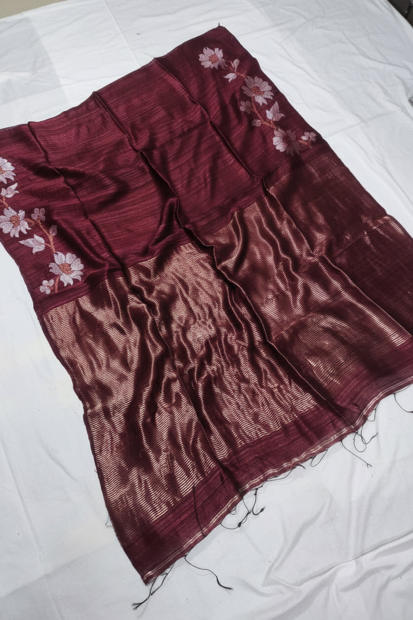 Gorgeous Matka Silk in Bright Maroon