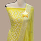 Yellow Pure Khaddi Georgette Banarasi Dress material | 3 Piece Silk Suit Set | Wedding Special