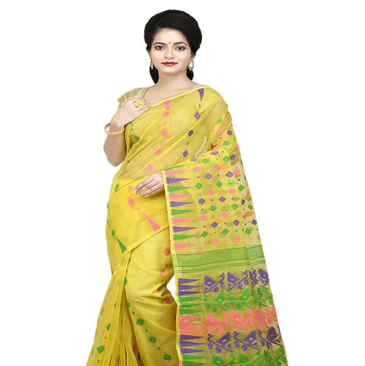 Dhaka Jamdani Saree-Yellow