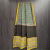 Cotton Kota Doria Saree - Cream Zigzag Pattern with Yellow Border
