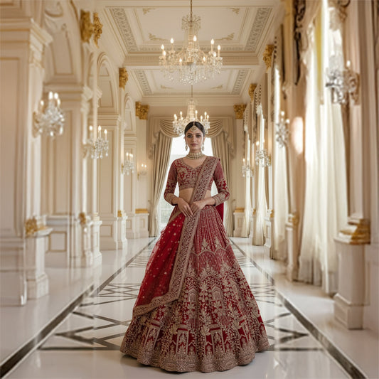 Maroon Heavy Embroidered lehenga | Wedding Lehenga | Bridal Lehenga