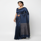 Model in Navy Blue Matka Silk Saree