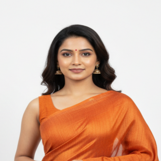 Model in Orange Matka Silk Saree