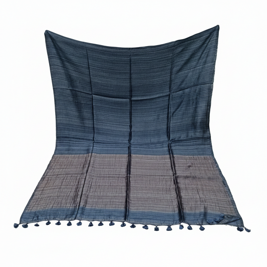Navy Blue Matka Silk Saree