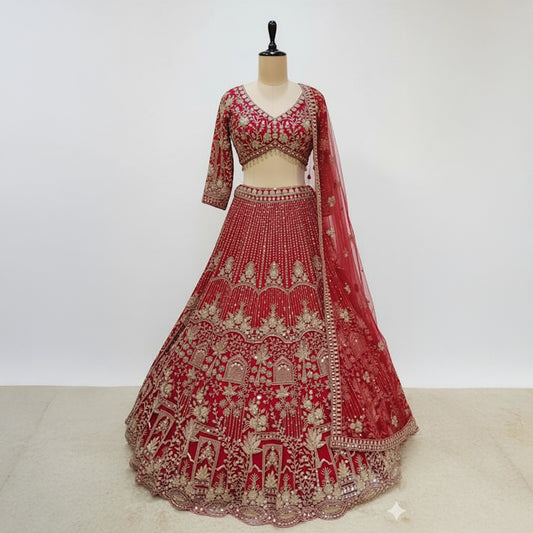 Red Heavy Embroidered lehenga | Wedding Lehenga | Bridal Lehenga